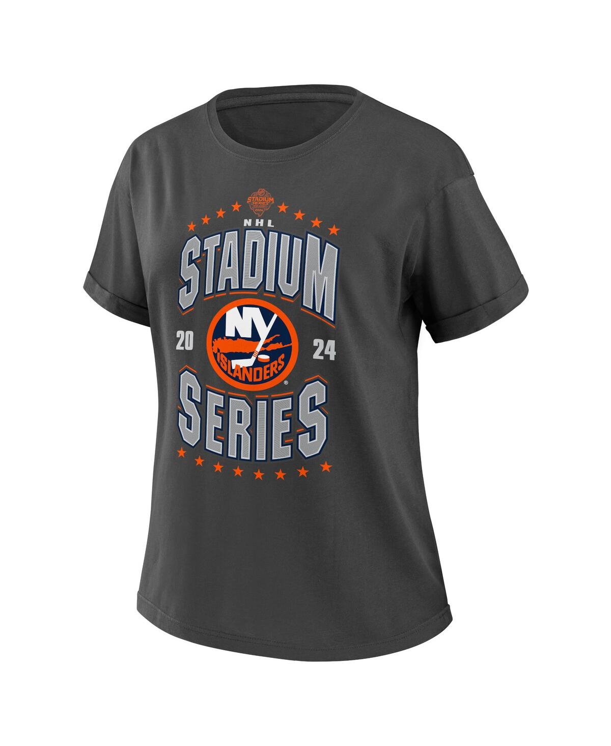 Shop Wear By Erin Andrews Women's  Charcoal New York Islanders 2024 Nhl Stadium Series Boyfriend T-shirt
