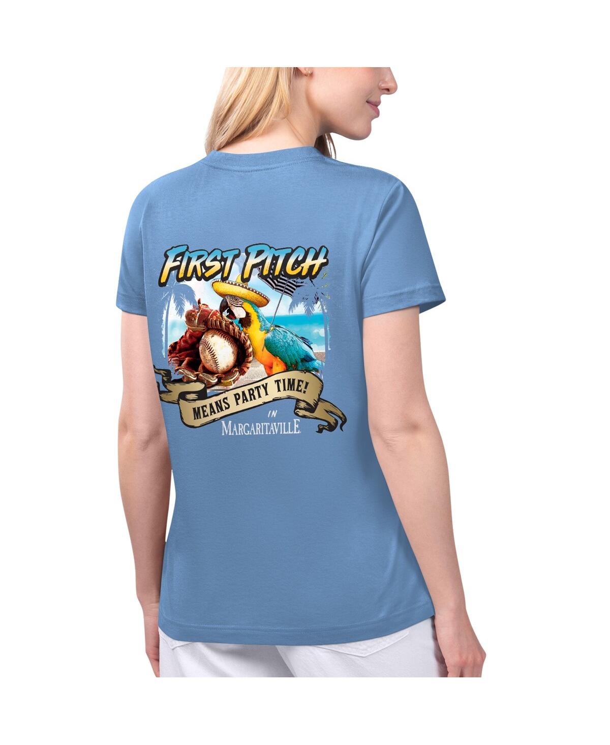 Shop Margaritaville Women's  Light Blue Tampa Bay Rays Game Time V-neck T-shirt