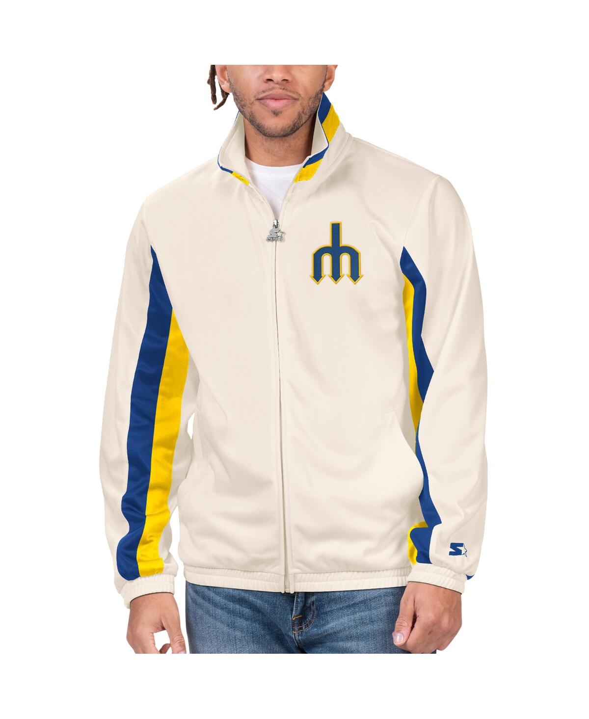 Men's Starter Cream Seattle Mariners Rebound Cooperstown Collection Full-Zip Track Jacket - Cream