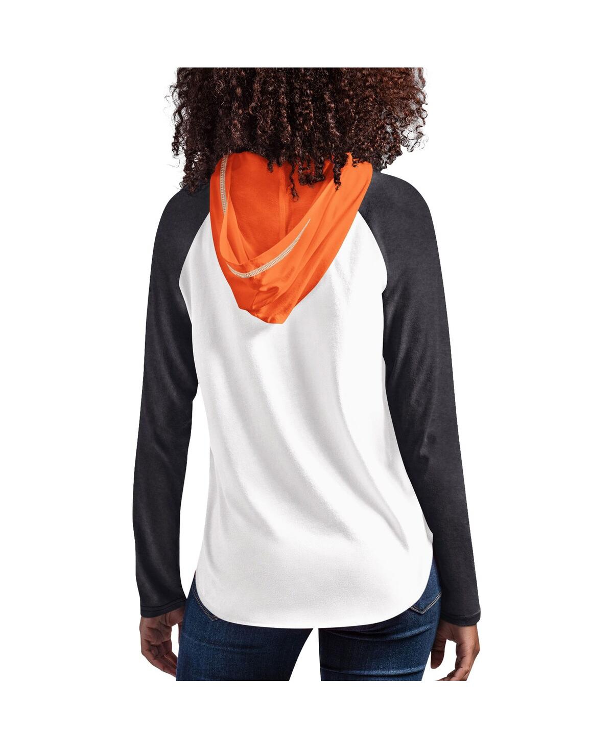 Shop G-iii 4her By Carl Banks Women's  White Martin Truex Jr Mvp Raglan Hooded Long Sleeve T-shirt