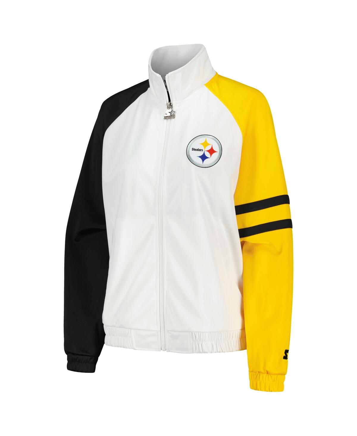 Starter White Pittsburgh Steelers Curve Ball Raglan Full-zip Track Jacket In White