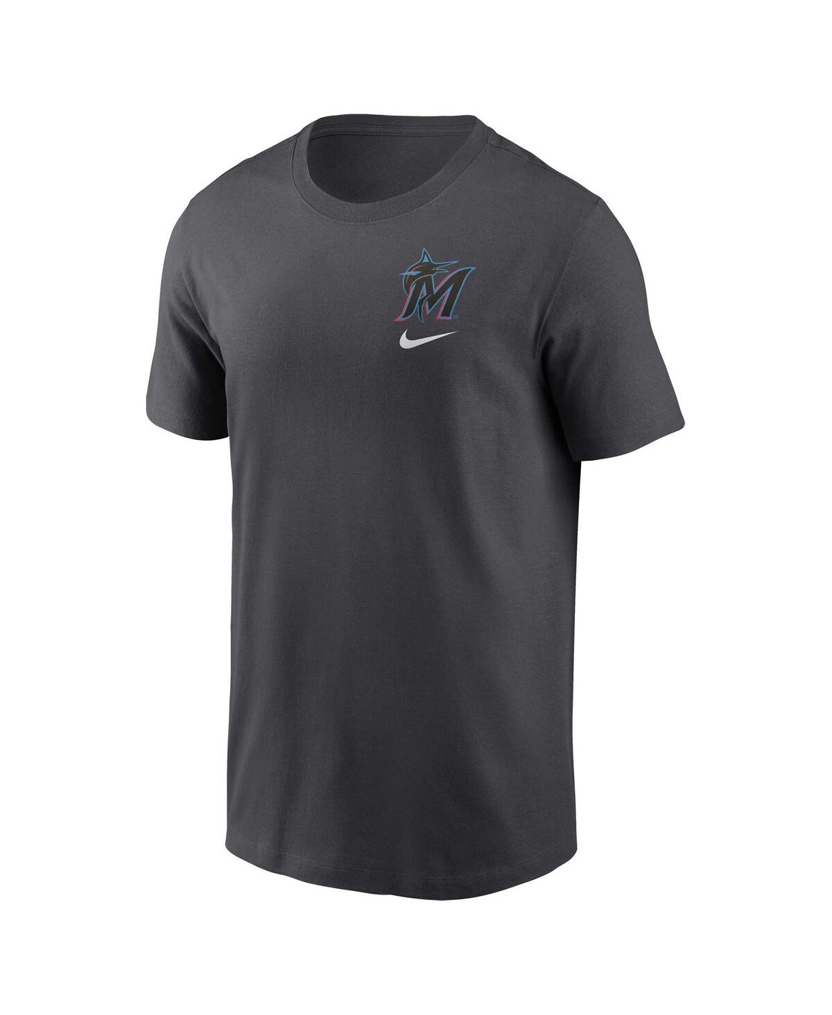 Shop Nike Men's  Charcoal Miami Marlins Logo Sketch Bar T-shirt