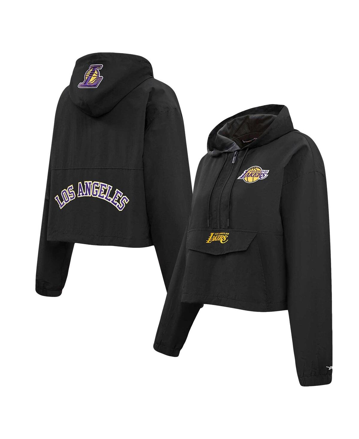 Shop Pro Standard Women's  Black Los Angeles Lakers Classic Wind Woven Cropped Half-zip Jacket