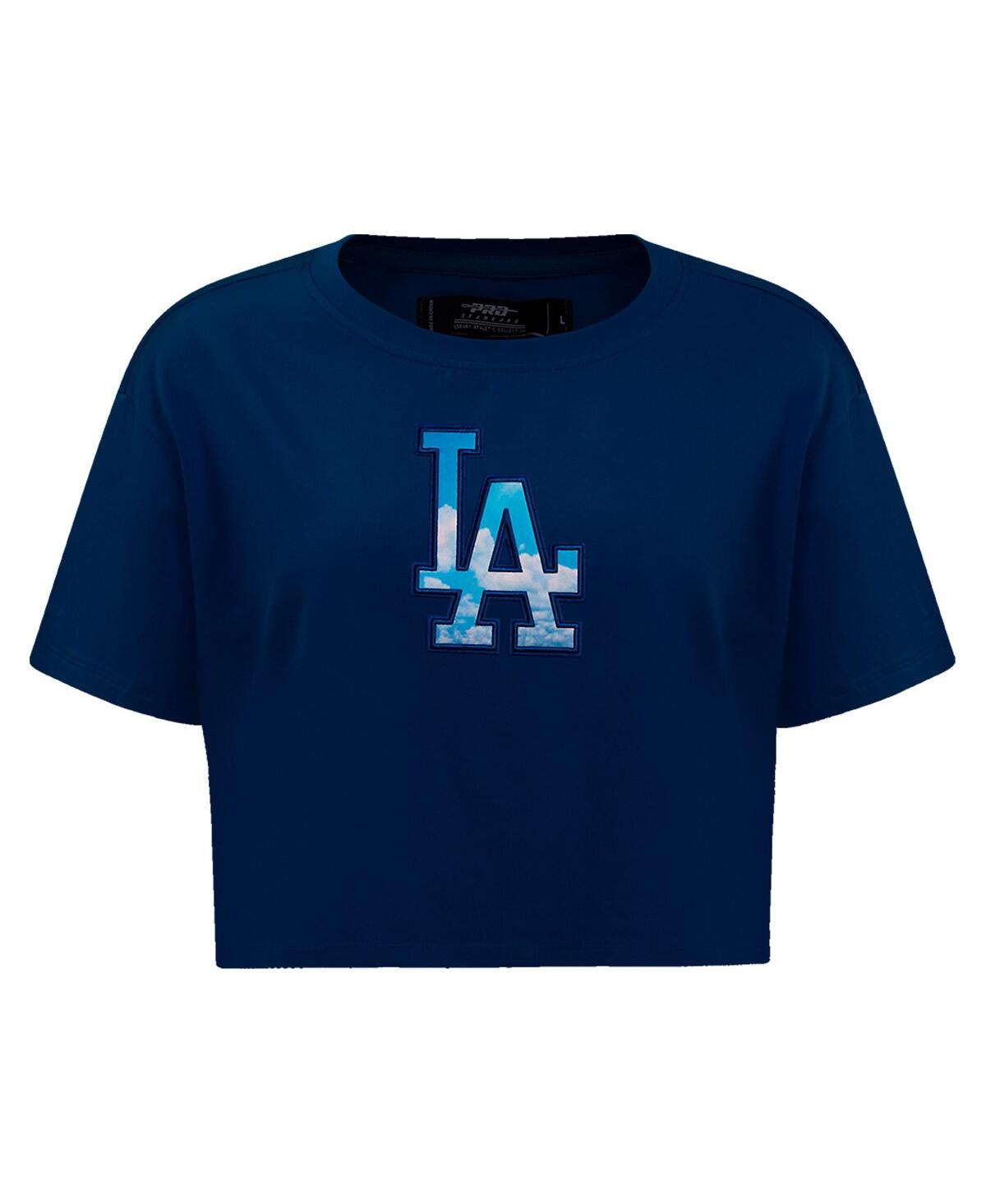 Shop Pro Standard Women's  Navy Los Angeles Dodgers Painted Sky Boxy Cropped T-shirt