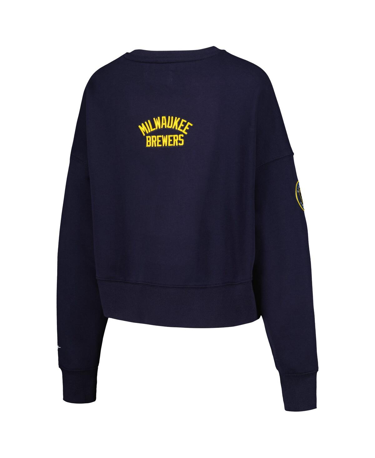 Shop Pro Standard Women's  Navy Milwaukee Brewers Painted Sky Pullover Sweatshirt