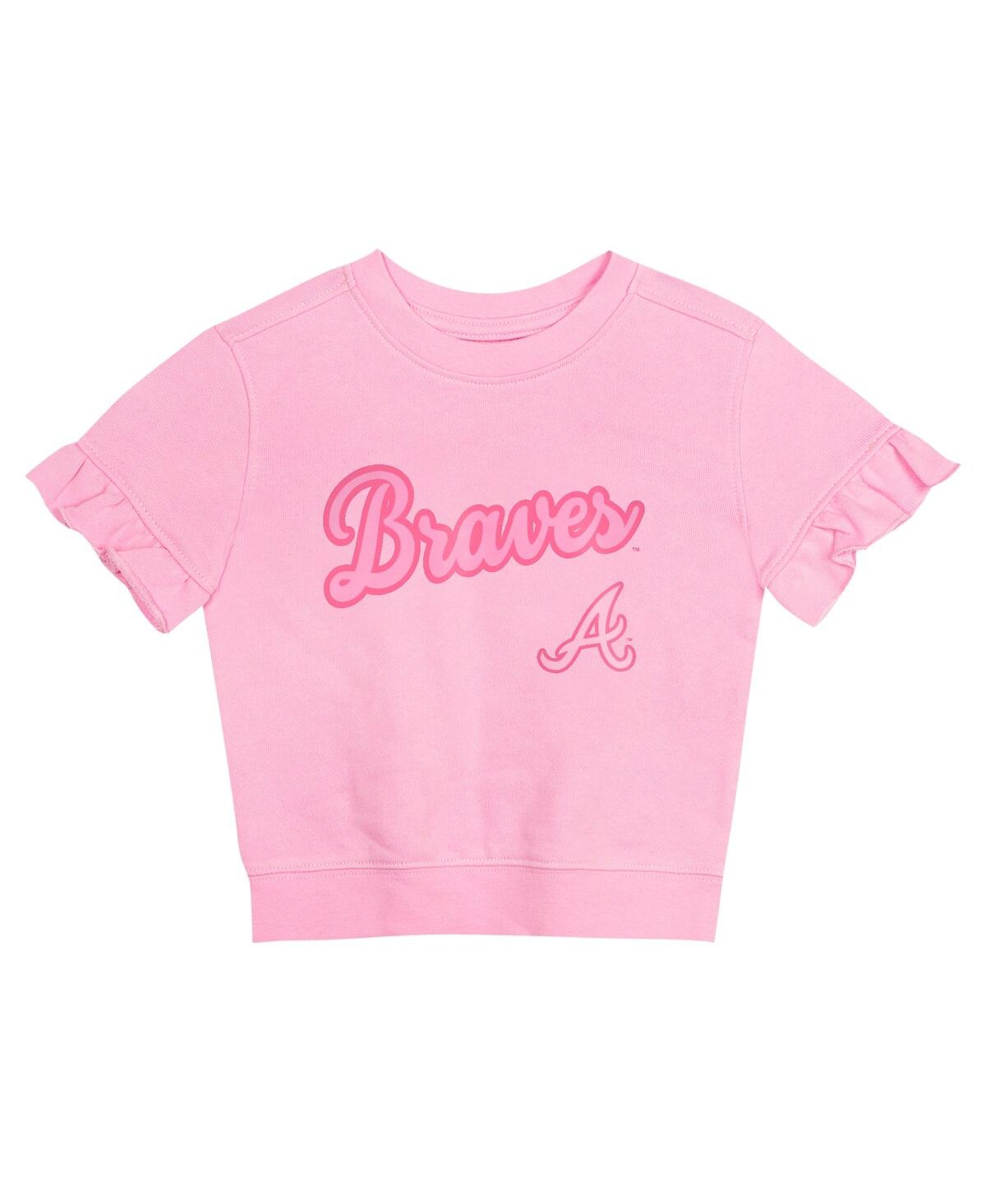 Shop Outerstuff Girls Toddler  Pink Atlanta Braves Dugout Cute T-shirt And Shorts Set
