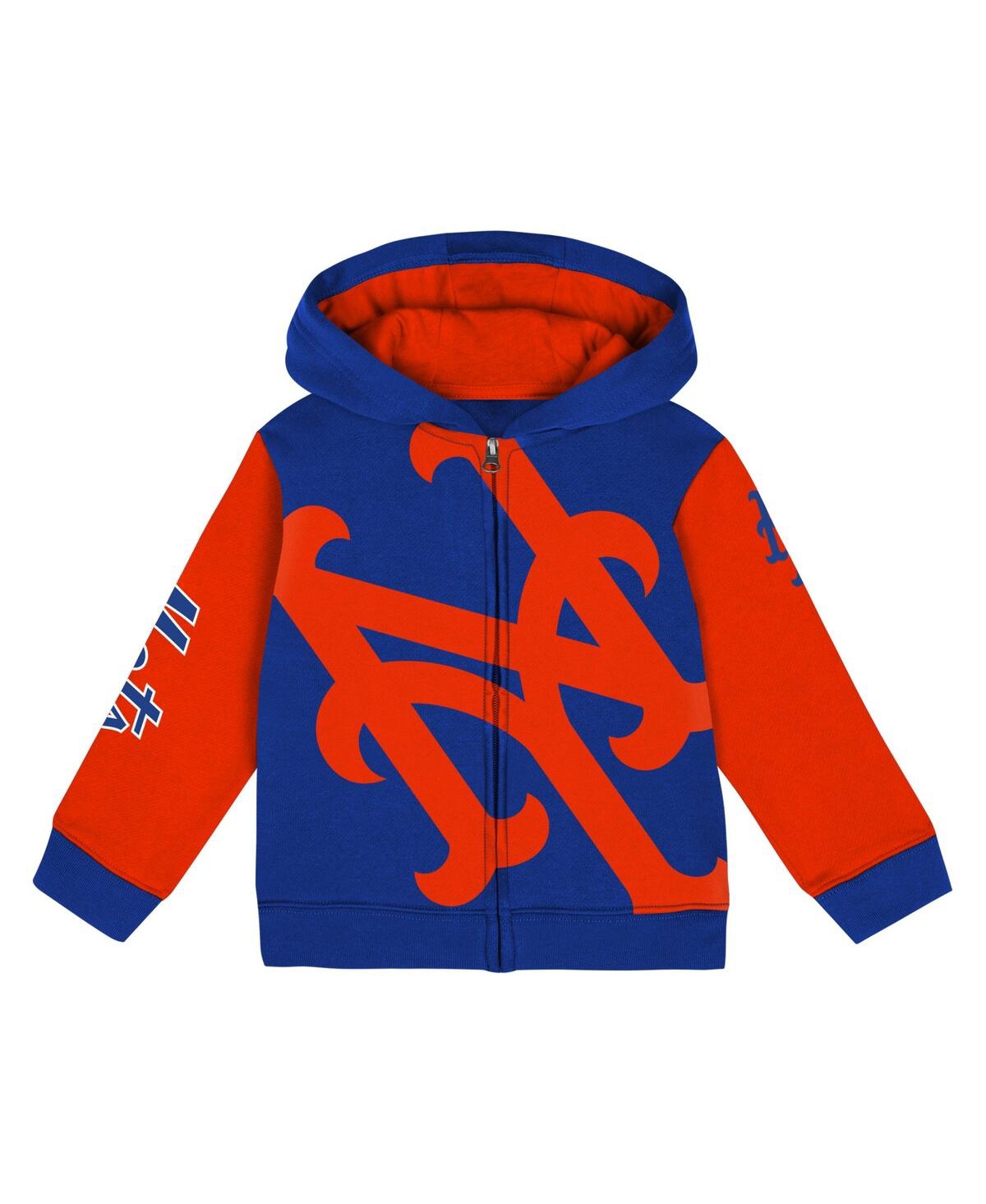 Shop Outerstuff Baby Boys And Girls  Royal New York Mets Post Card Full-zip Hoodie Jacket