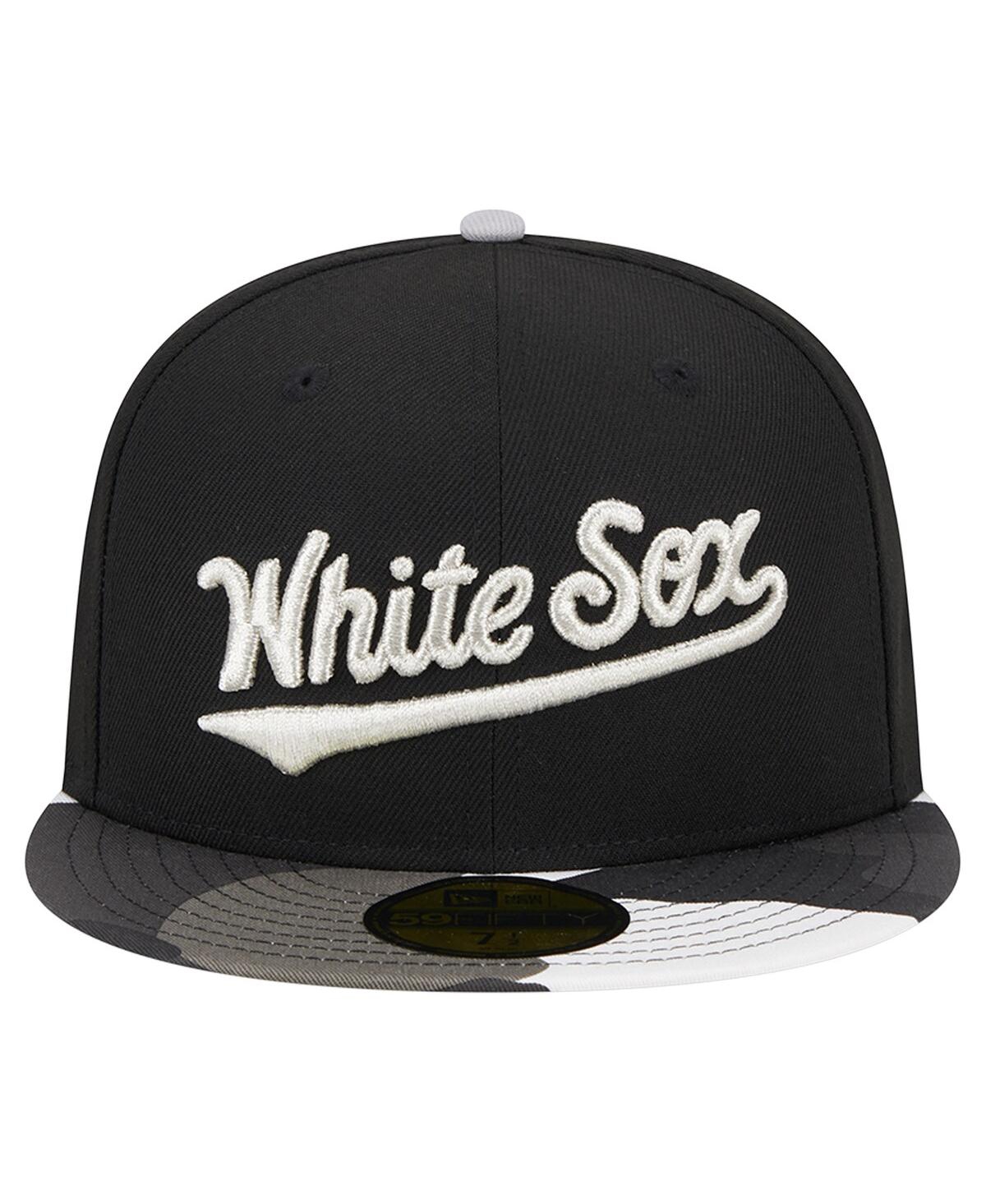 Shop New Era Men's  Black Chicago White Sox Metallic Camo 59fifty Fitted Hat