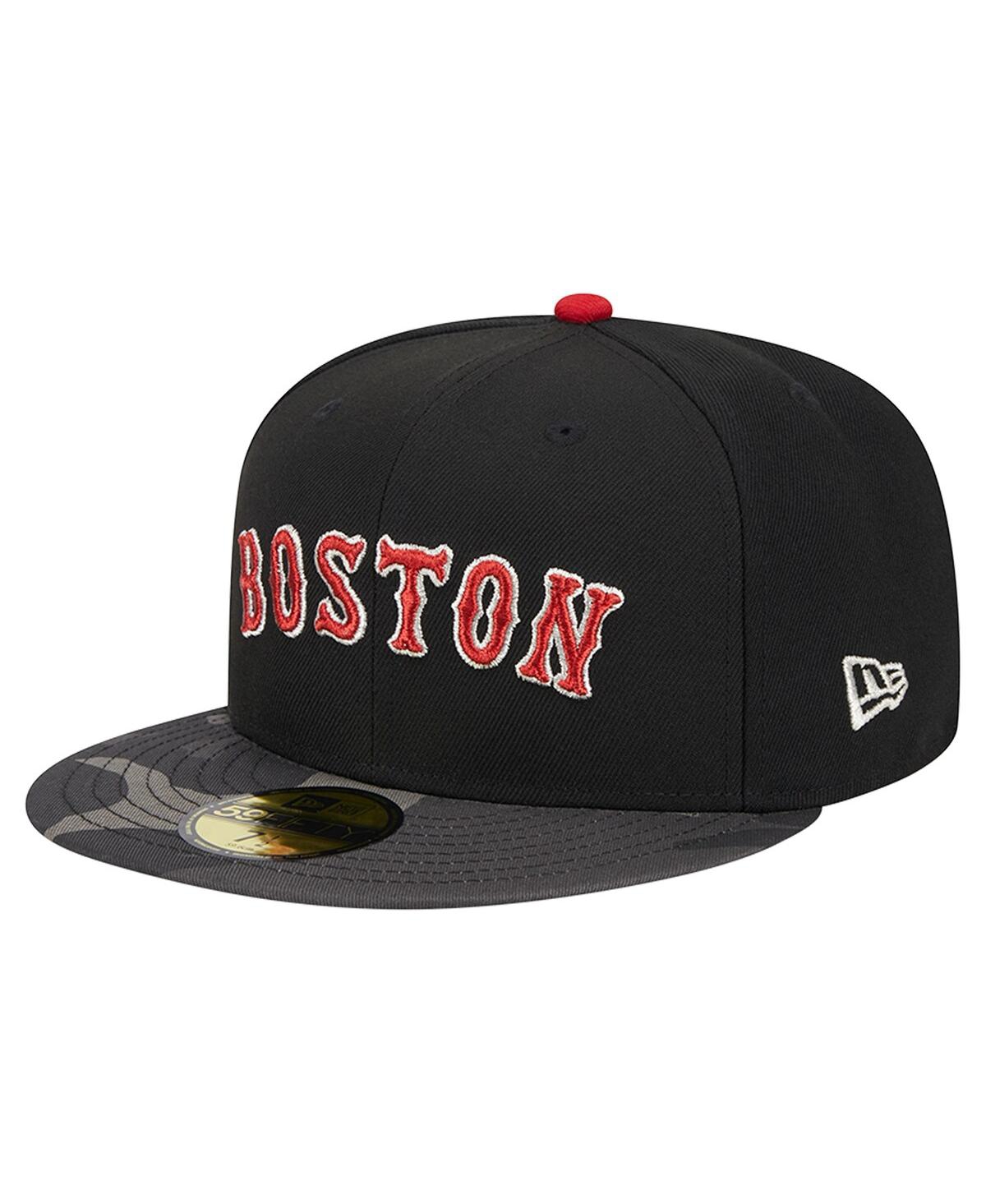 Shop New Era Men's  Black Boston Red Sox Metallic Camo 59fifty Fitted Hat