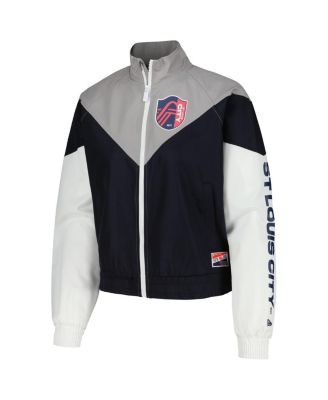Women's 5th & Ocean by Navy St. Louis City SC Cropped Full-Zip Windbreaker Jacket