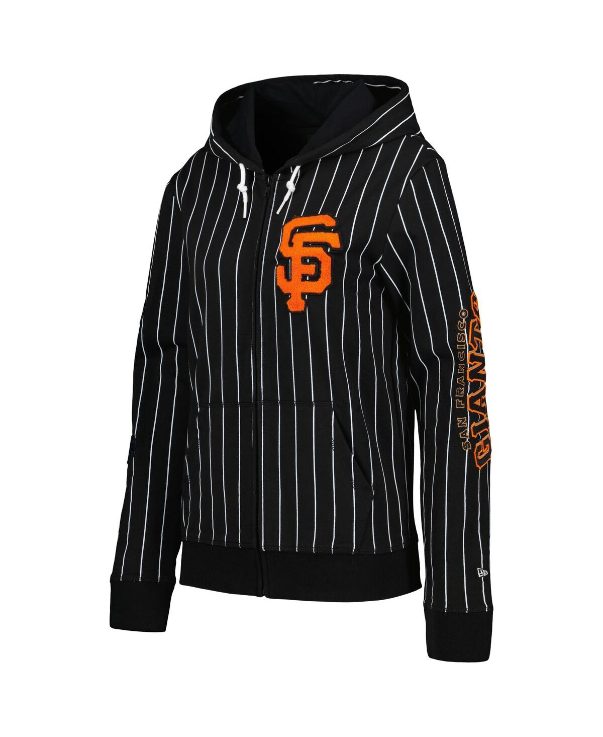 NEW ERA WOMEN'S NEW ERA BLACK SAN FRANCISCO GIANTS PINSTRIPE TRI-BLEND FULL-ZIP JACKET 