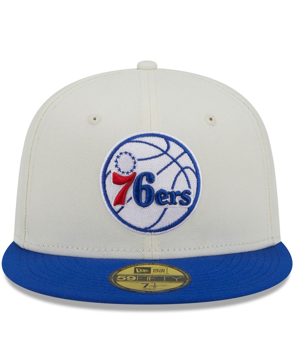 Shop Staple Men's New Era X  Cream, Royal Philadelphia 76ers Nba X  Two-tone 59fifty Fitted Hat In Cream,royal