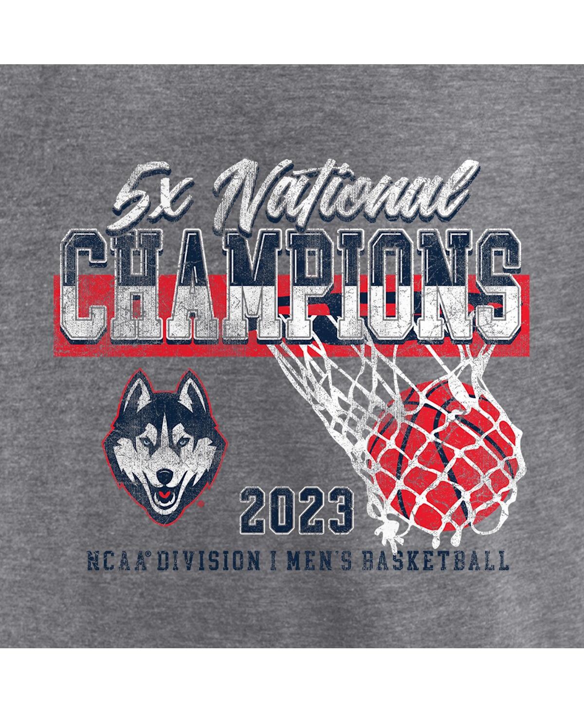 FanaticsUConn Huskies Five-Time Ncaa Men's Basketball National Champions Retro Tri-Blend Long Sleeve T-shirt - Heather Gray