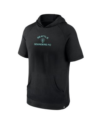 Men's Black Seattle Sounders FC Match Raglan Short Sleeve Pullover Hoodie