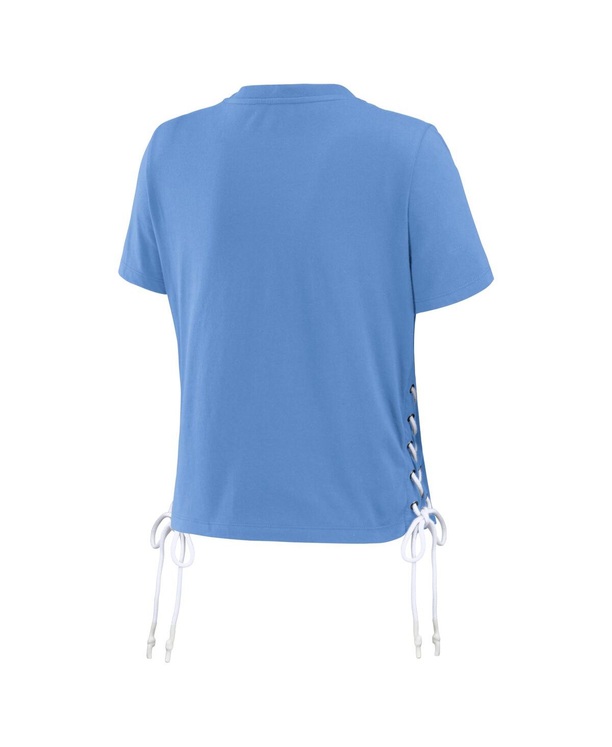 Shop Wear By Erin Andrews Women's  Carolina Blue North Carolina Tar Heels Side Lace-up Modest Crop T-shirt