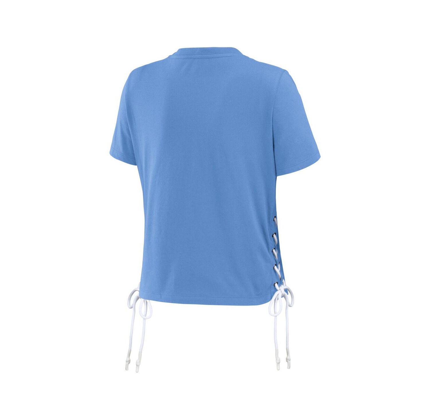 Women's Carolina Blue North Carolina Tar Heels Side Lace-Up Modest Crop T-shirt