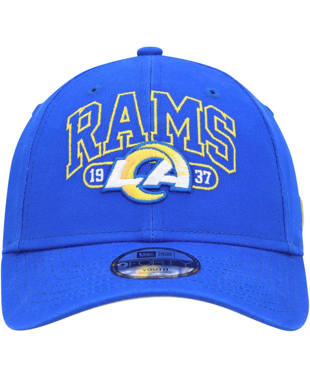 Youth Boys and Girls New EraLos Angeles Rams Outline 9FORTY Adjustable Hat - Royal