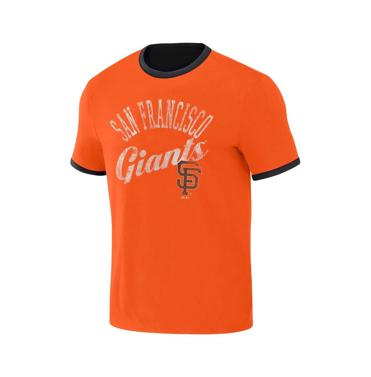 Мужская футболка Fanatics Darius Rucker Collection by Black, Orange Distressed San Francisco Giants Two-Way Ringer Reversible — фото 3