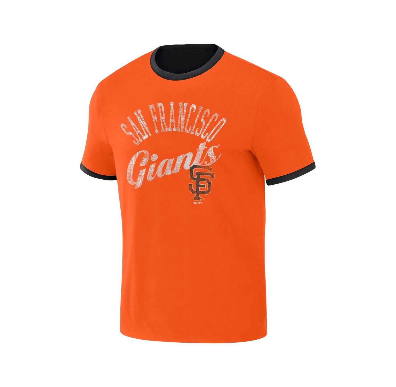 Men's Darius Rucker Collection by Black, Orange Distressed San Francisco Giants Two-Way Ringer Reversible T-shirt