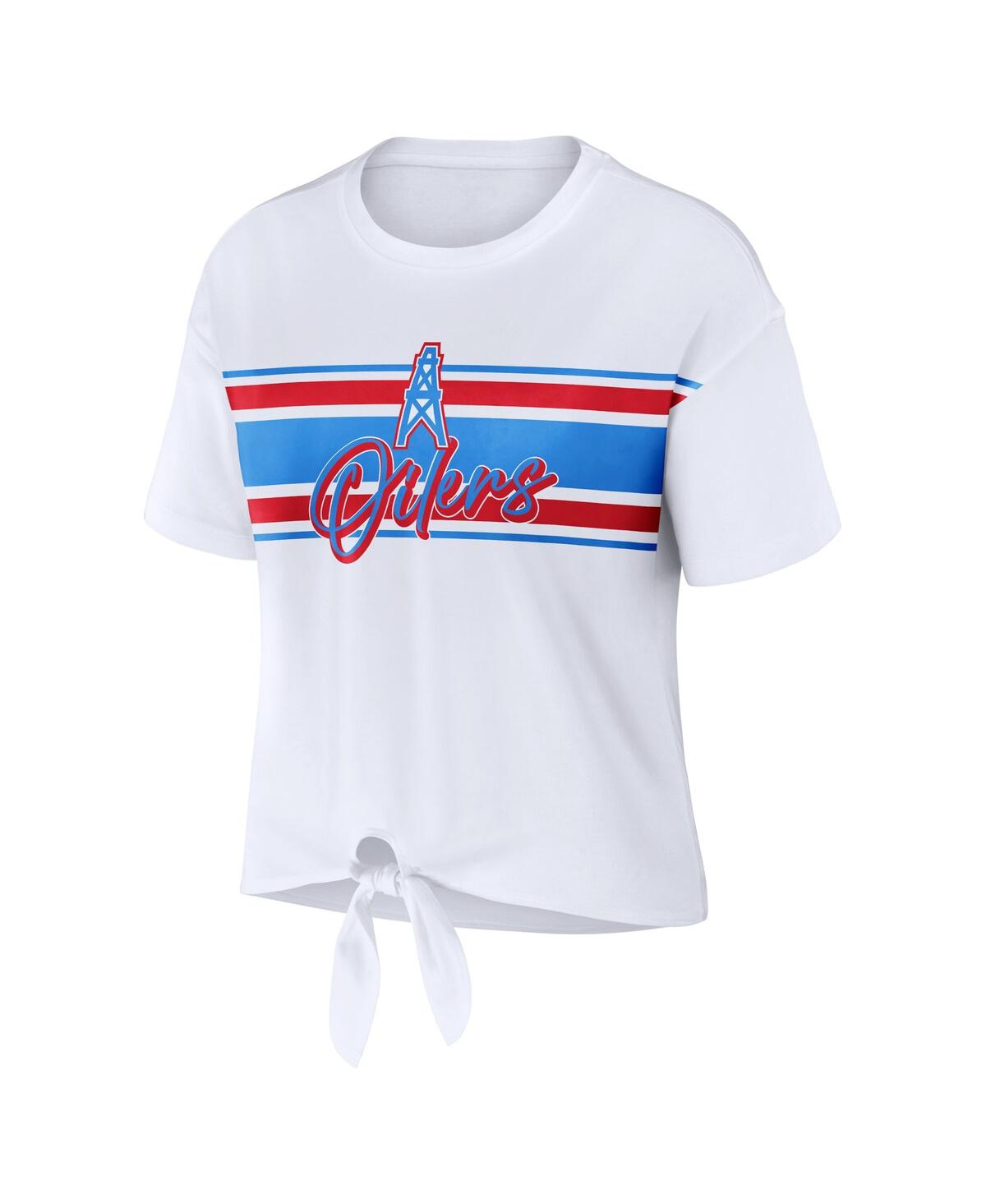 Wear By Erin Andrews White Tennessee Titans Front Tie Retro T-shirt In White