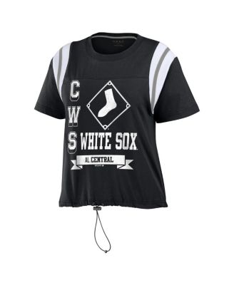 Women's Black Distressed Chicago White Sox Cinched Colorblock T-shirt