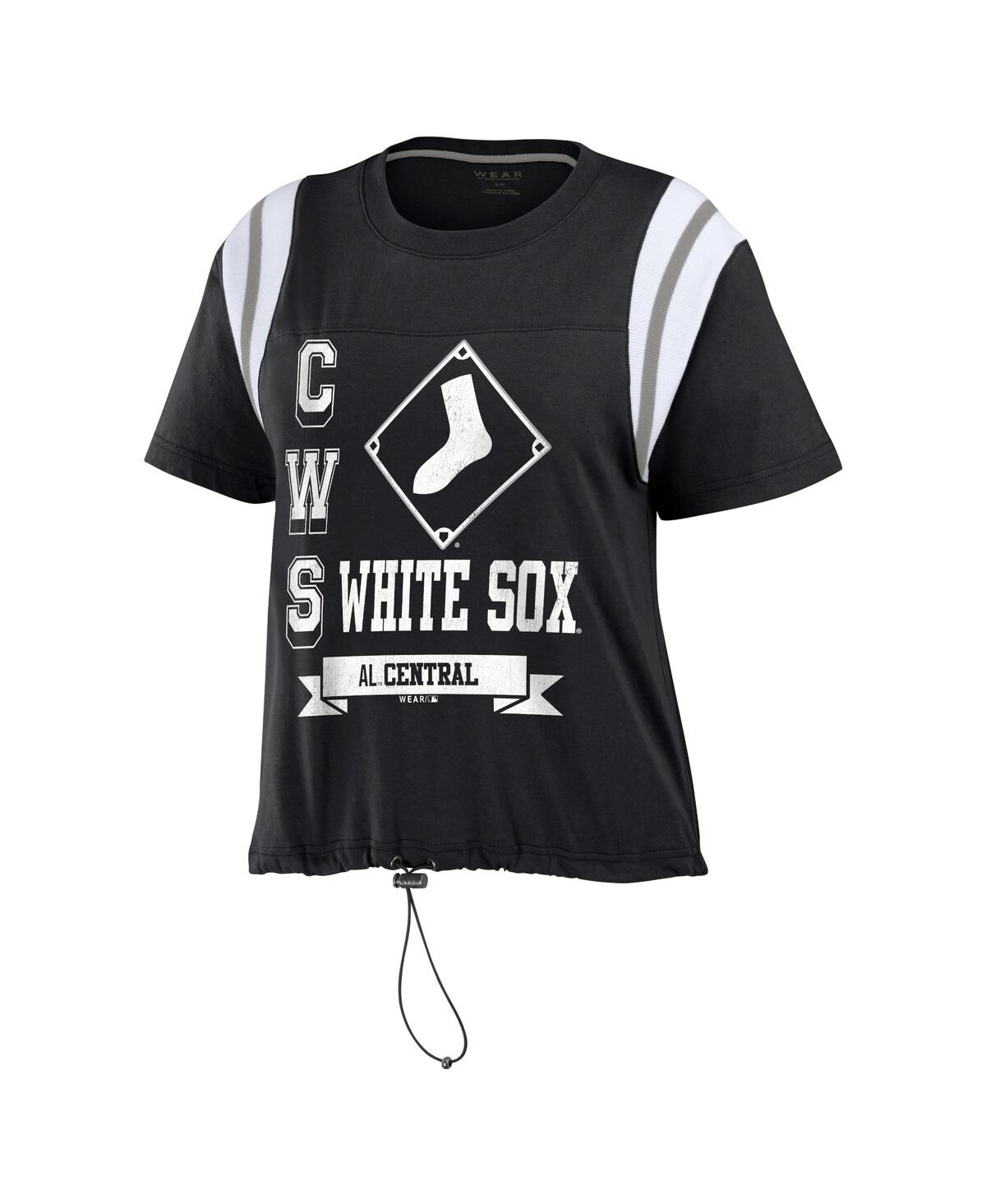 Shop Wear By Erin Andrews Women's  Black Distressed Chicago White Sox Cinched Colorblock T-shirt