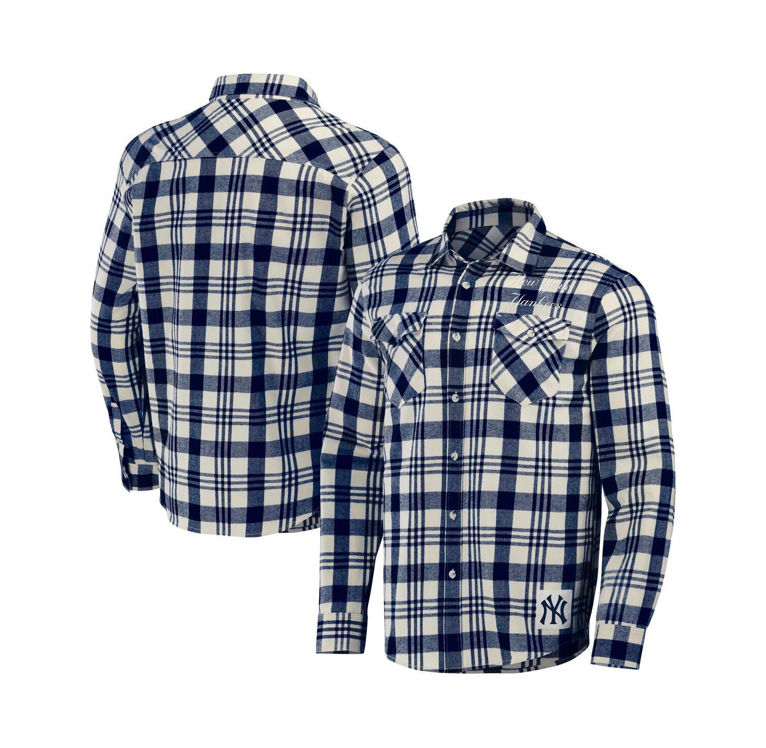 Men's Darius Rucker Collection By Navy New York Yankees Plaid Flannel Button-Up Shirt