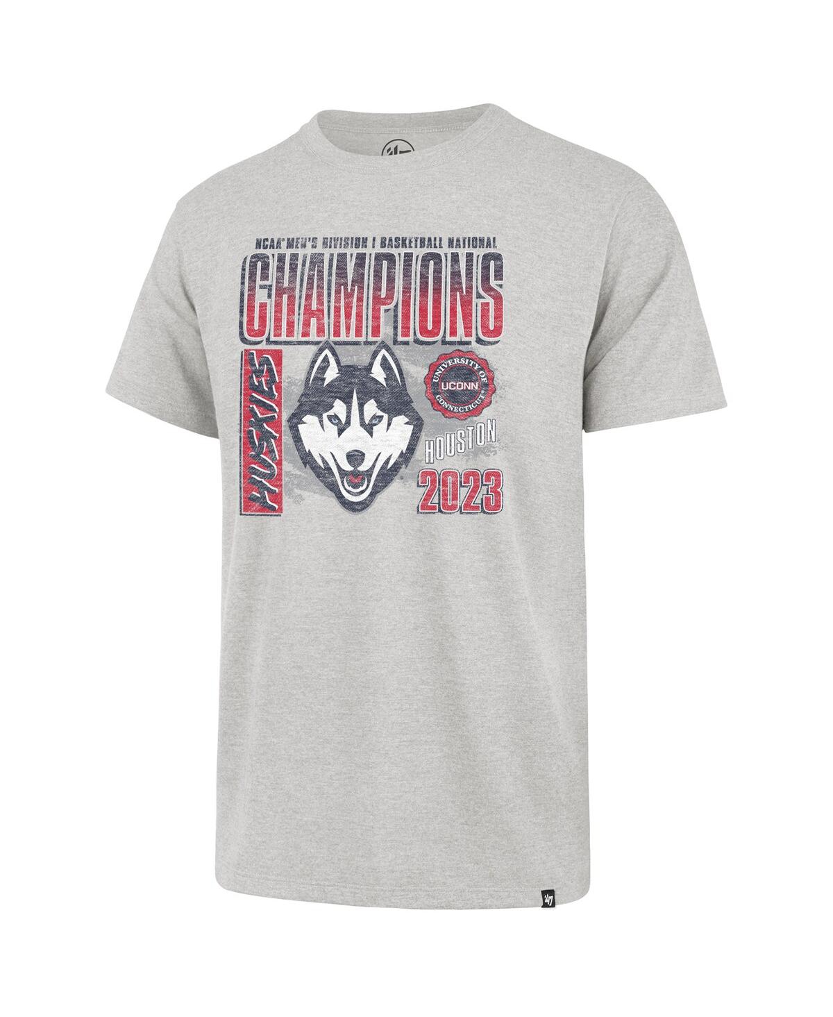 Shop 47 Brand Men's ' Gray Uconn Huskies 2023 Ncaa Men's Basketball National Champions Mascot T-shirt