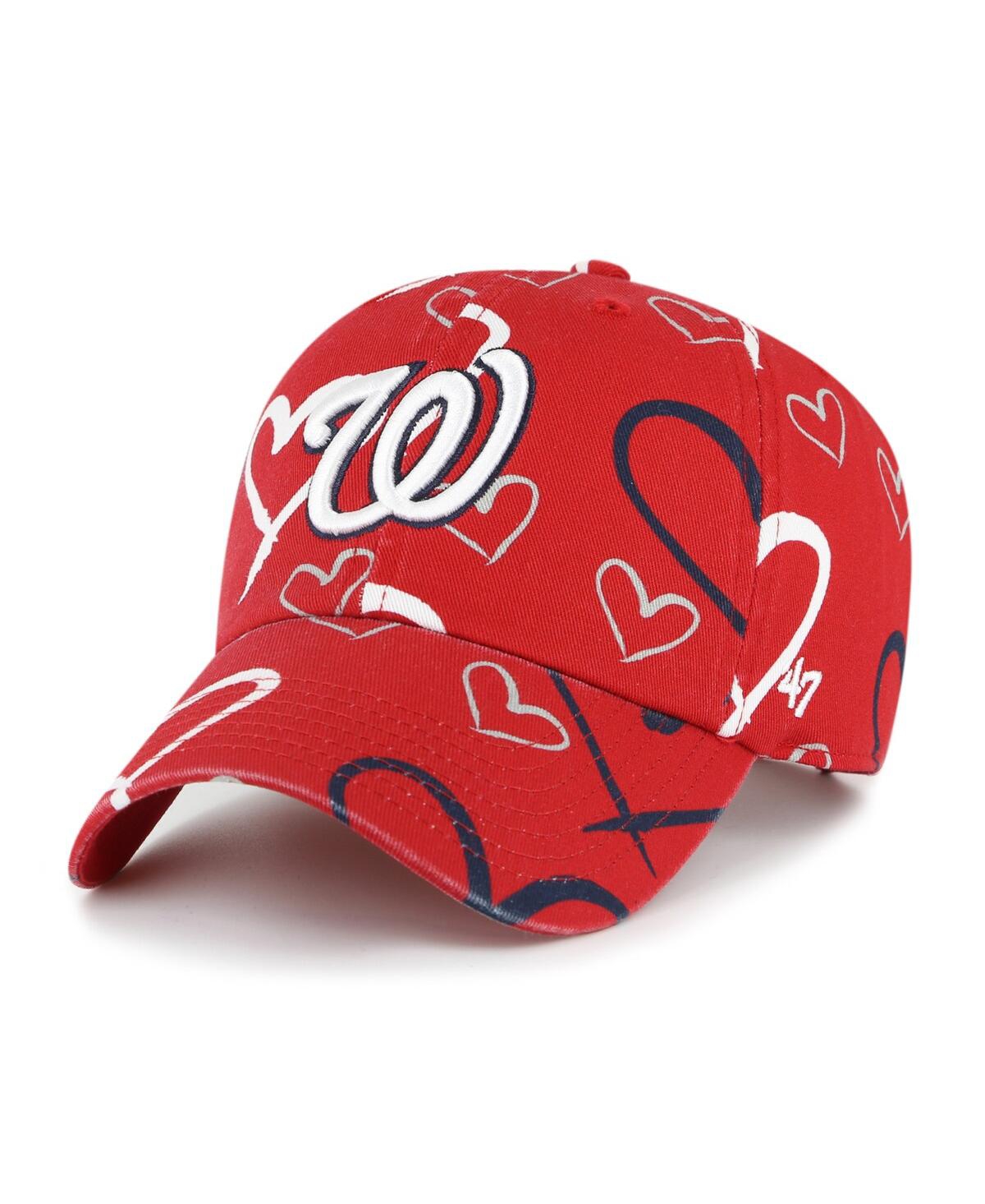 47 Brand Kids' Girls Youth ' Red Washington Nationals Adore Clean Up Adjustable Hat