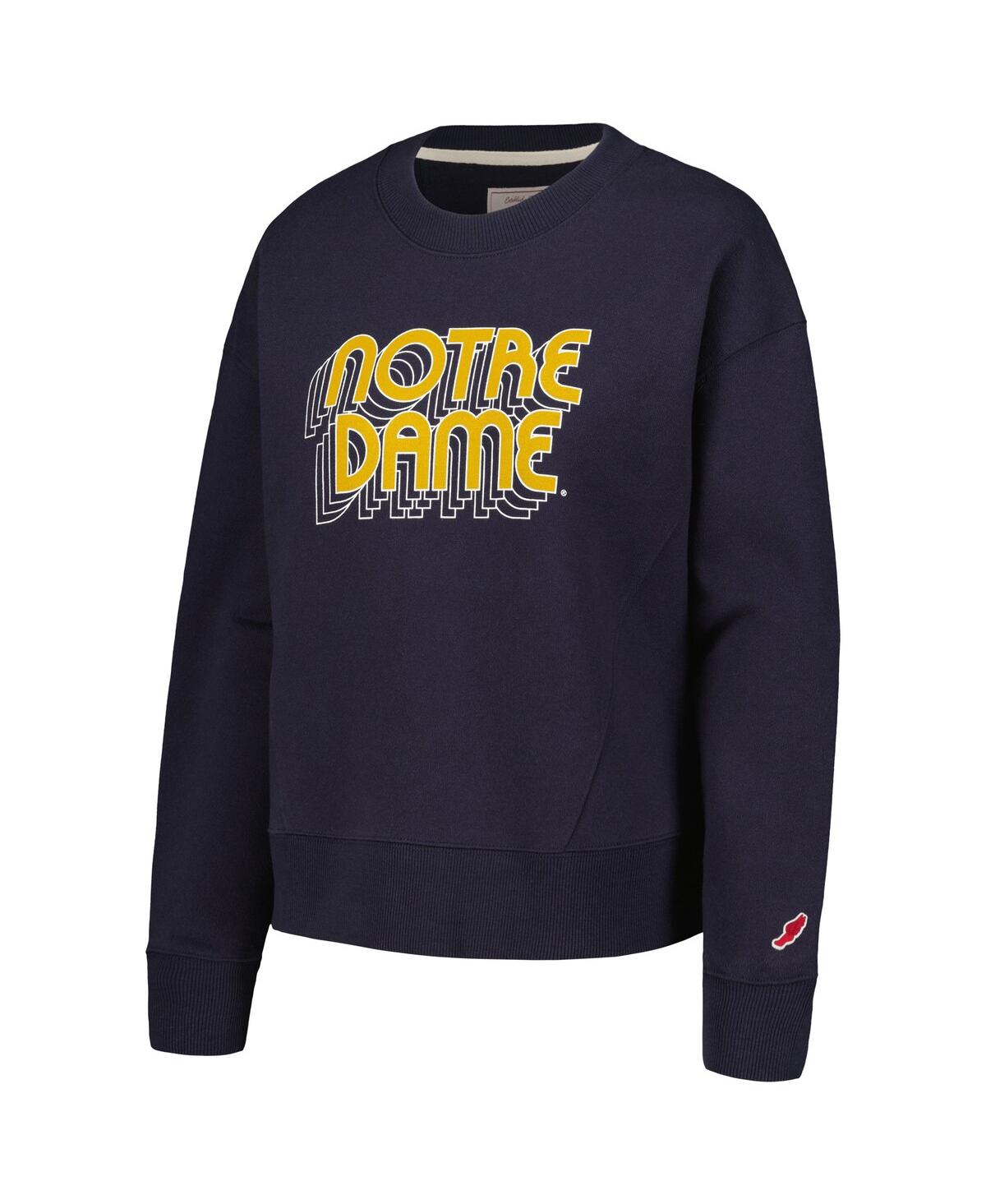 Shop League Collegiate Wear Women's  Navy Notre Dame Fighting Irish Boxy Pullover Sweatshirt