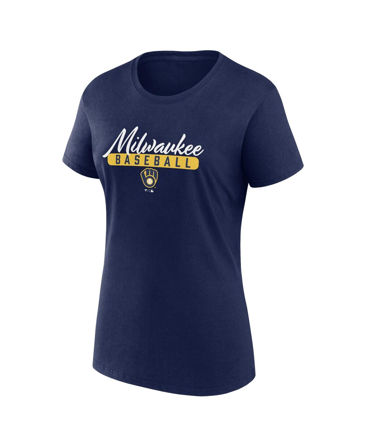 Fanatics Women's  Navy, Gray Milwaukee Brewers Fan T-shirt Combo Set In Navy,gray