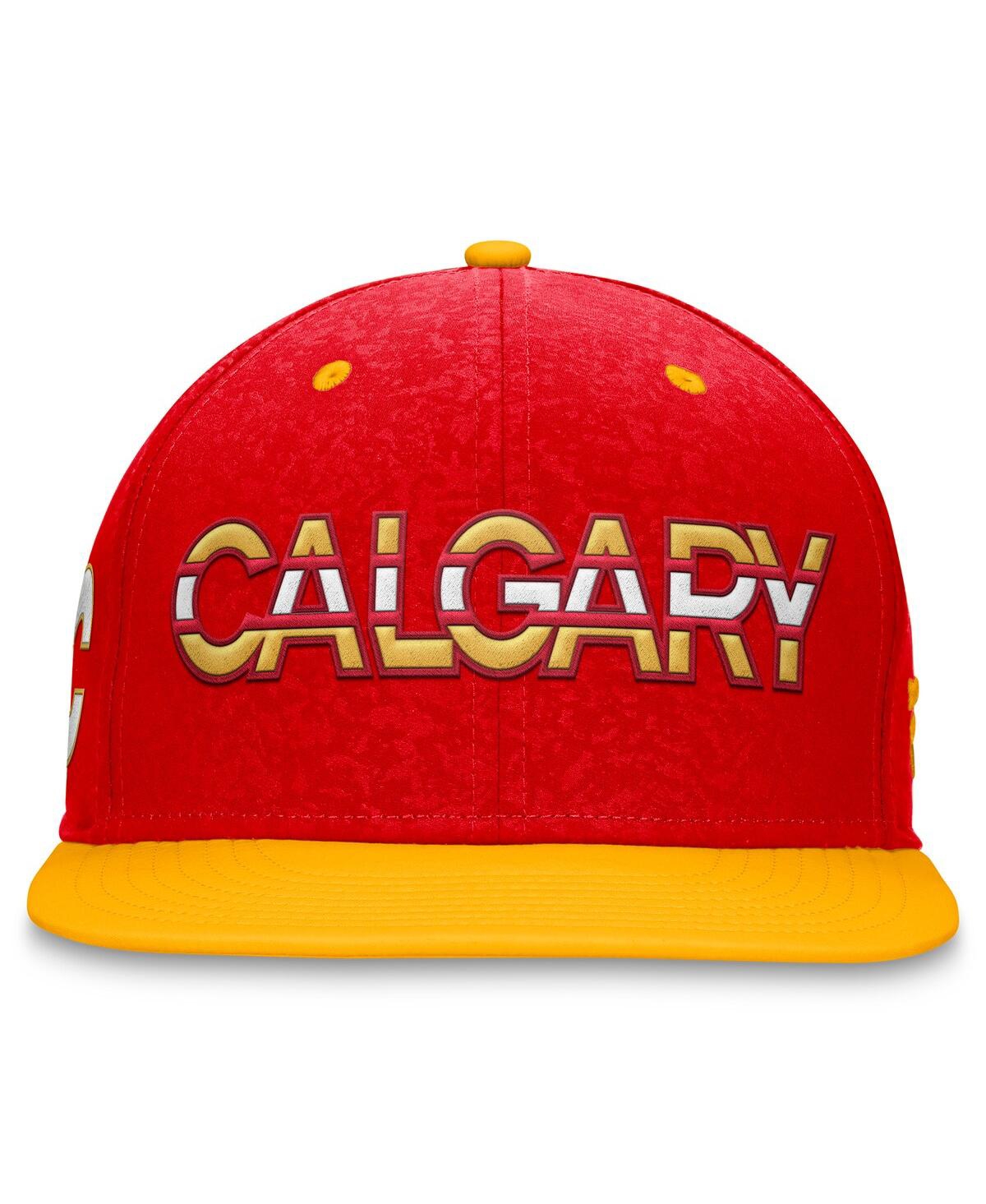 Shop Fanatics Men's  Red, Yellow Calgary Flames Authentic Pro Rink Two-tone Snapback Hat In Red,yellow