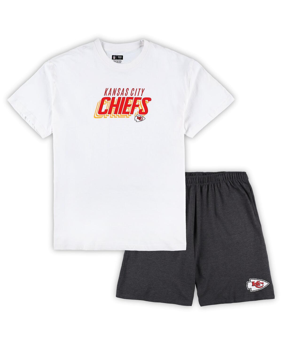 Men's Concepts Sport White, Charcoal Kansas City Chiefs Big and Tall T-shirt and Shorts Set - White, Charcoal