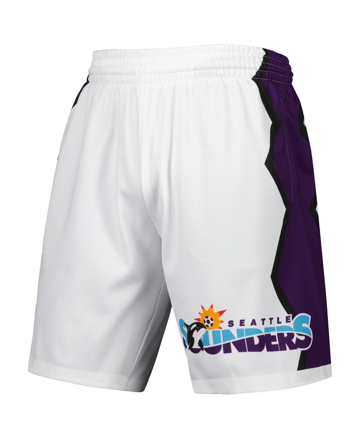 Shop Mitchell & Ness Men's  White Seattle Sounders Fc Swingman Shorts