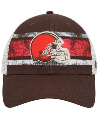 Men's Brown, White Distressed Cleveland Browns Interlude MVP Trucker Snapback Hat