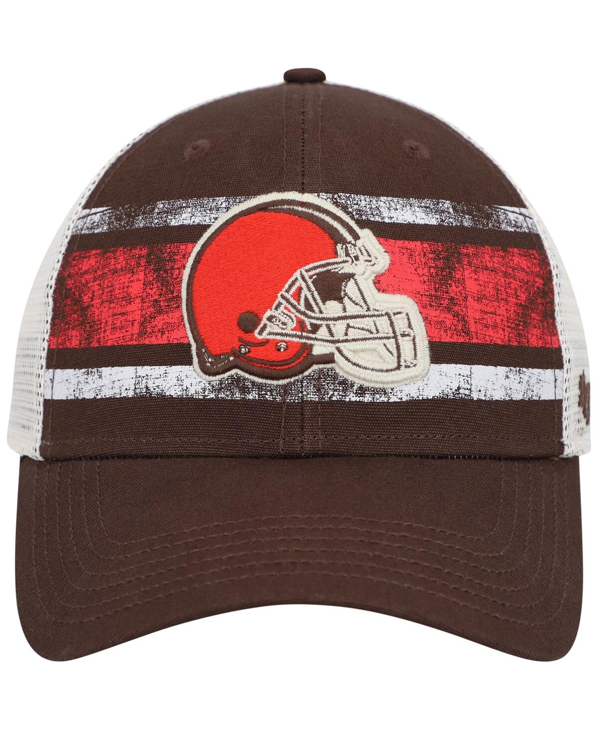 Men's '47 Brand White Distressed Cleveland Browns Interlude Mvp Trucker Snapback Hat - White