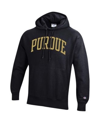 Men's Black Purdue Boilermakers Team Arch Reverse Weave Pullover Hoodie
