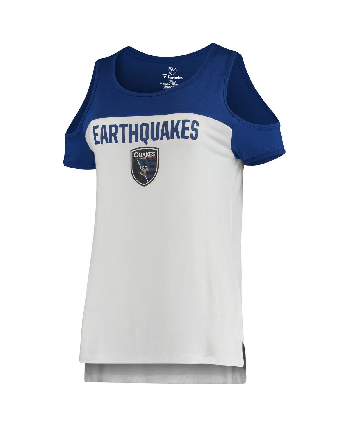 Fanatics Women's  White San Jose Earthquakes Iconic Pure Dedication Cold Shoulder T-shirt In White