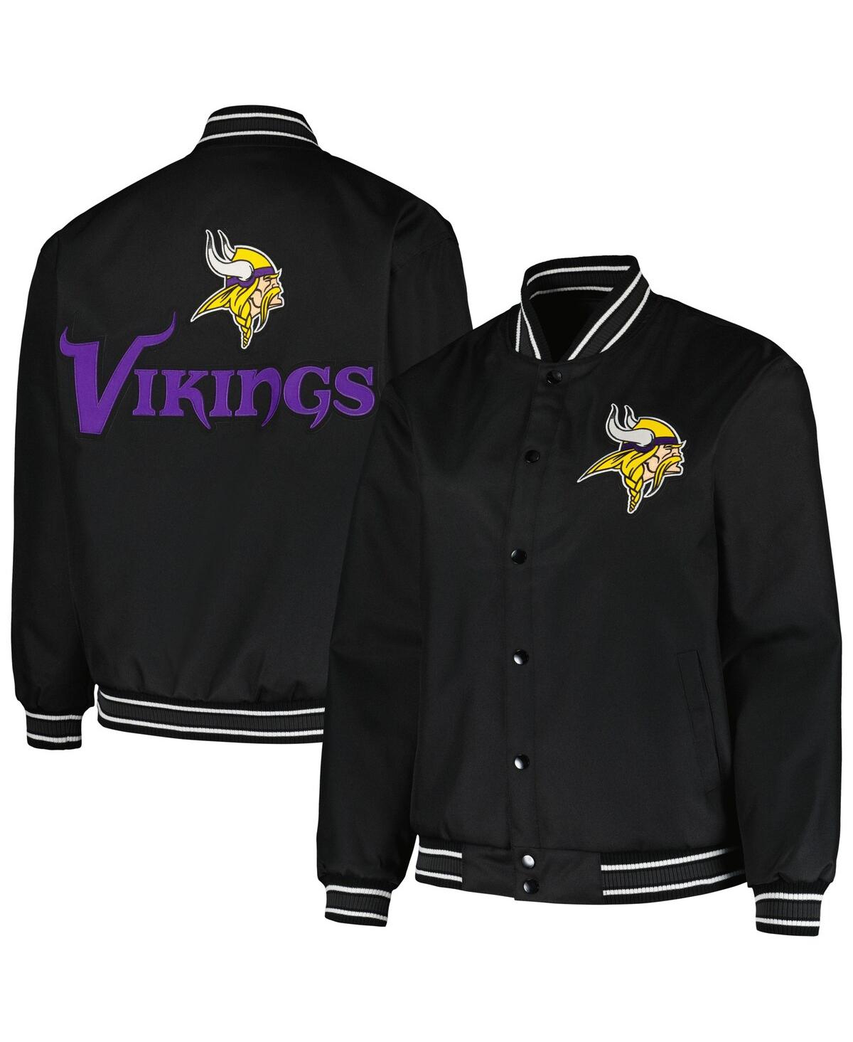 Women's Jh Design Black Minnesota Vikings Plus Size Full-Snap Jacket - Black