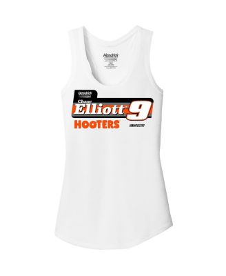 Women's White Chase Elliott Hooters Racer Back Tank Top