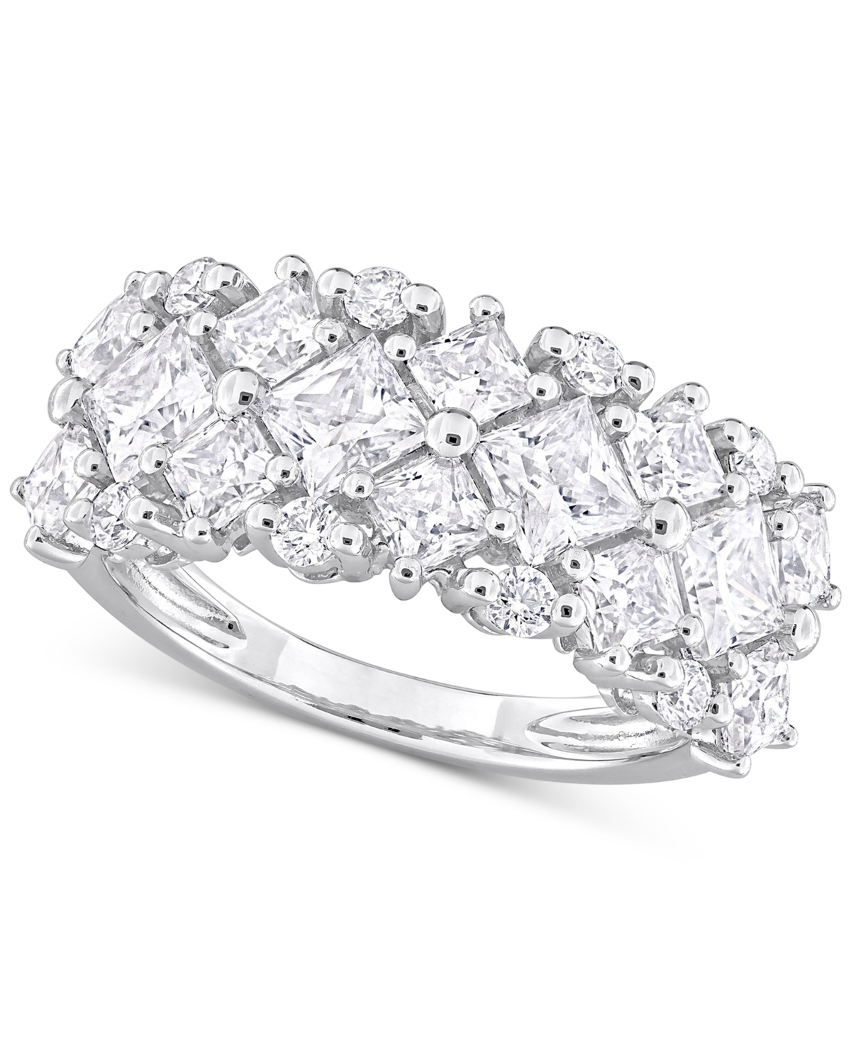 Macy's Moissanite Mixed-cut Cluster Ring (3-5/8 Ct. T.w.) In Sterling Silver