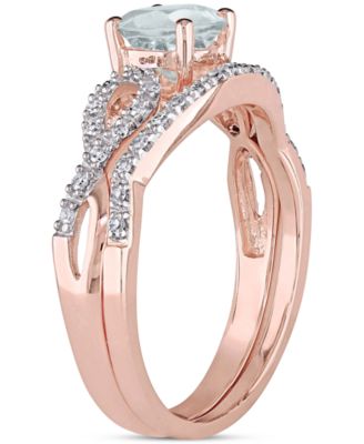 Aquamarine (5/8 ct. t.w.) & Diamond (1/6 ct. t.w.) Infinity Bridal Set in 10k Rose Gold