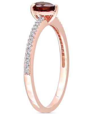 Garnet (1/2 ct. t.w.) & Diamond (1/10 ct. t.w.) Heart Promise Ring in 10k Rose Gold