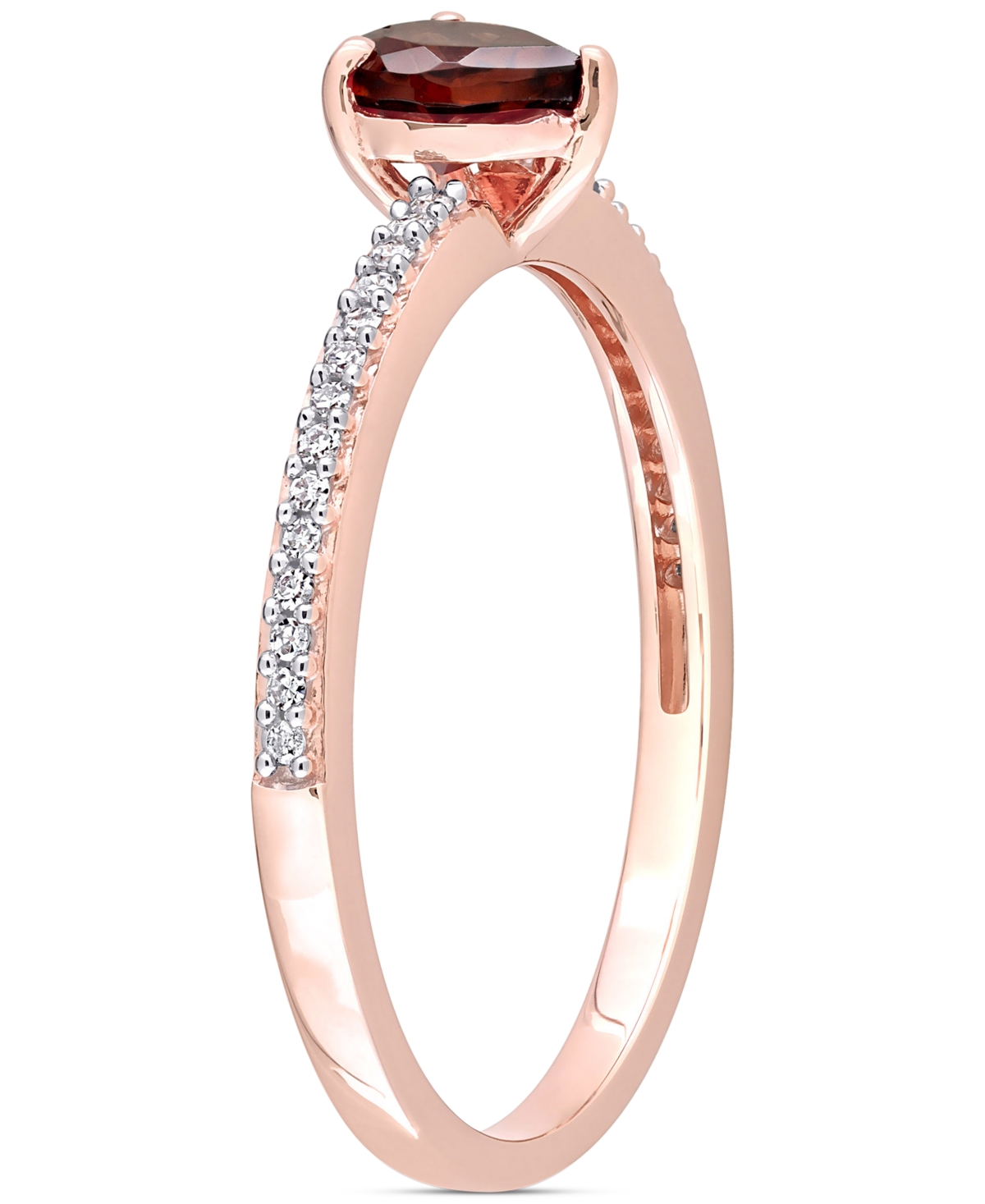 (1/2 ct. t.w.) & Diamond (1/10 ct. t.w.) Heart Promise Ring in 10k Rose Gold - Garnet