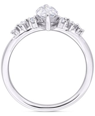 Moissanite (1-1/8 ct. t.w.) Marquise-Cut Engagement Ring in Sterling Silver