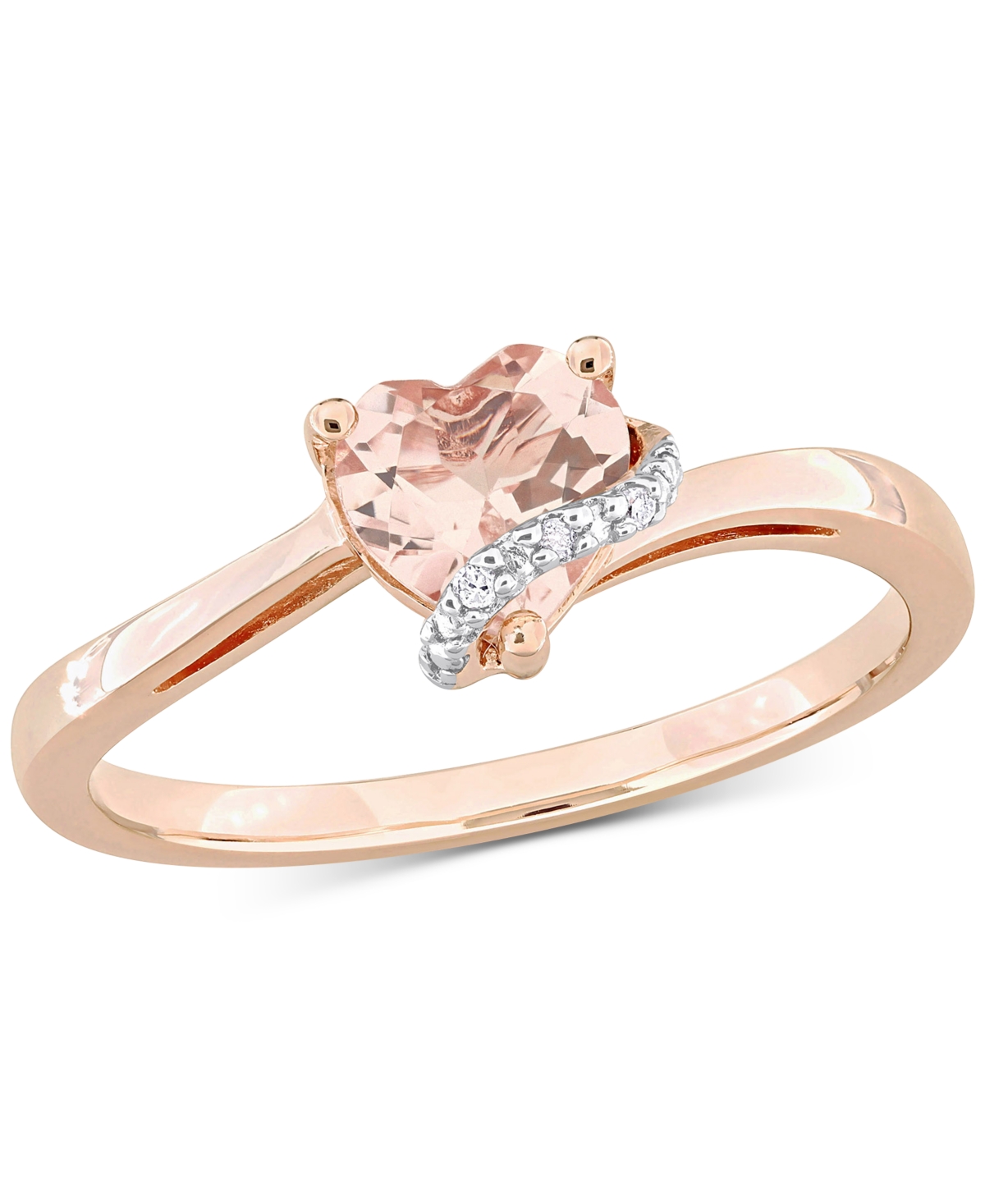 Macy's Morganite (5/8 Ct. T.w.) & Diamond Accent Heart Ring In 18k Rose Gold Flash-plated Sterling Silver