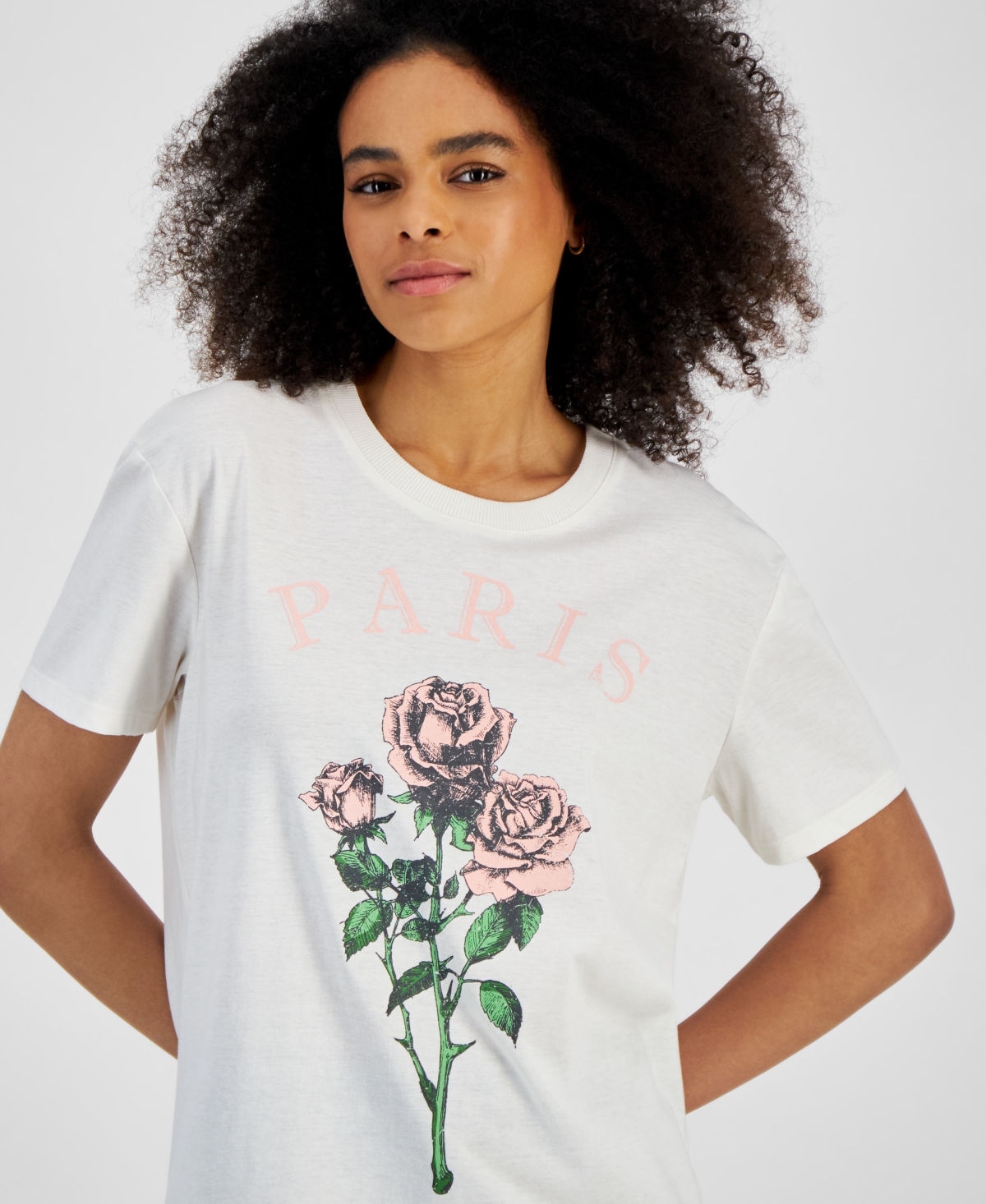 Shop Self Esteem Juniors' Paris Graphic T-shirt In Egret