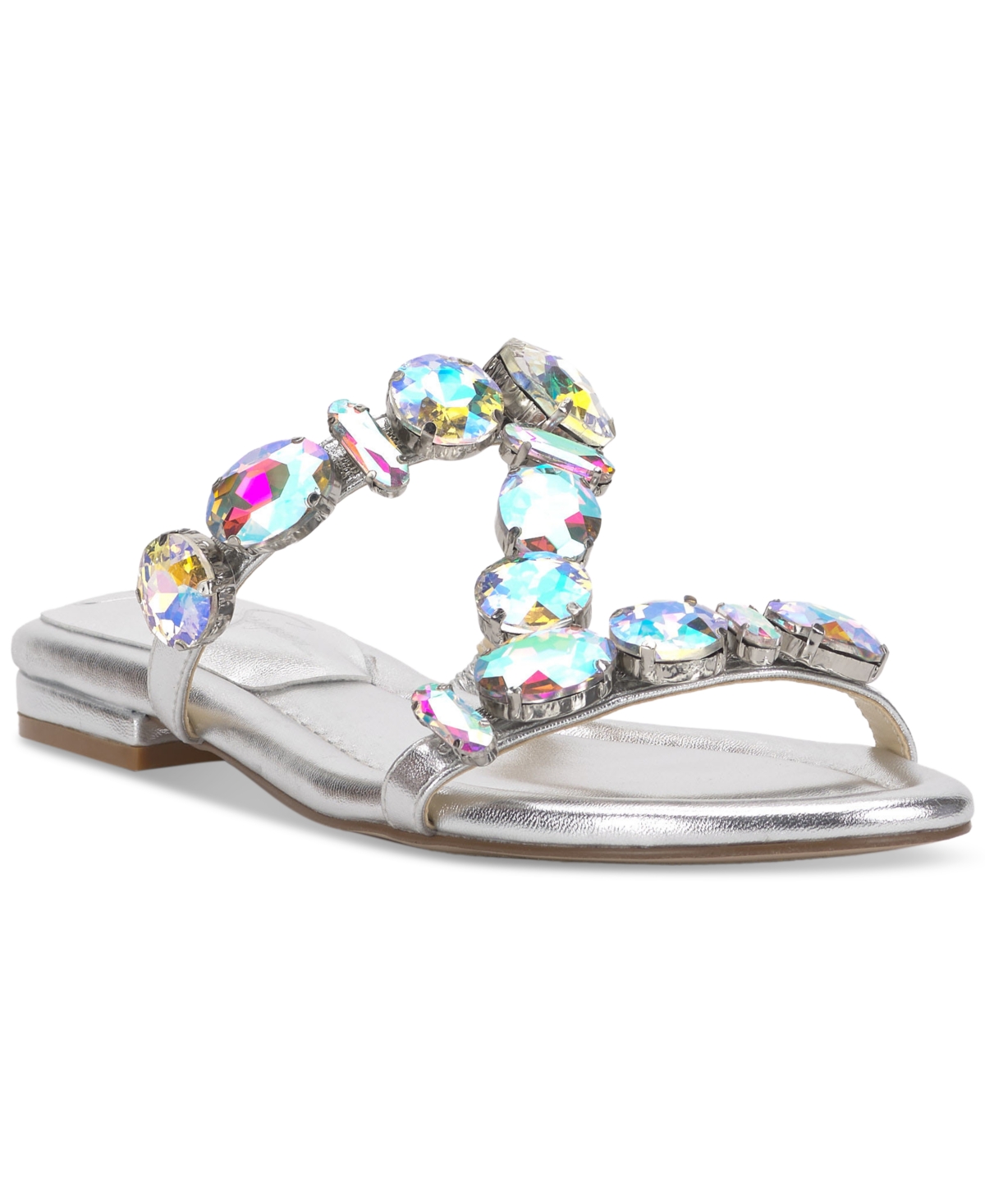 Jessica Simpson Women's Avimma Embellished Flat Sandals In Silver Metallic