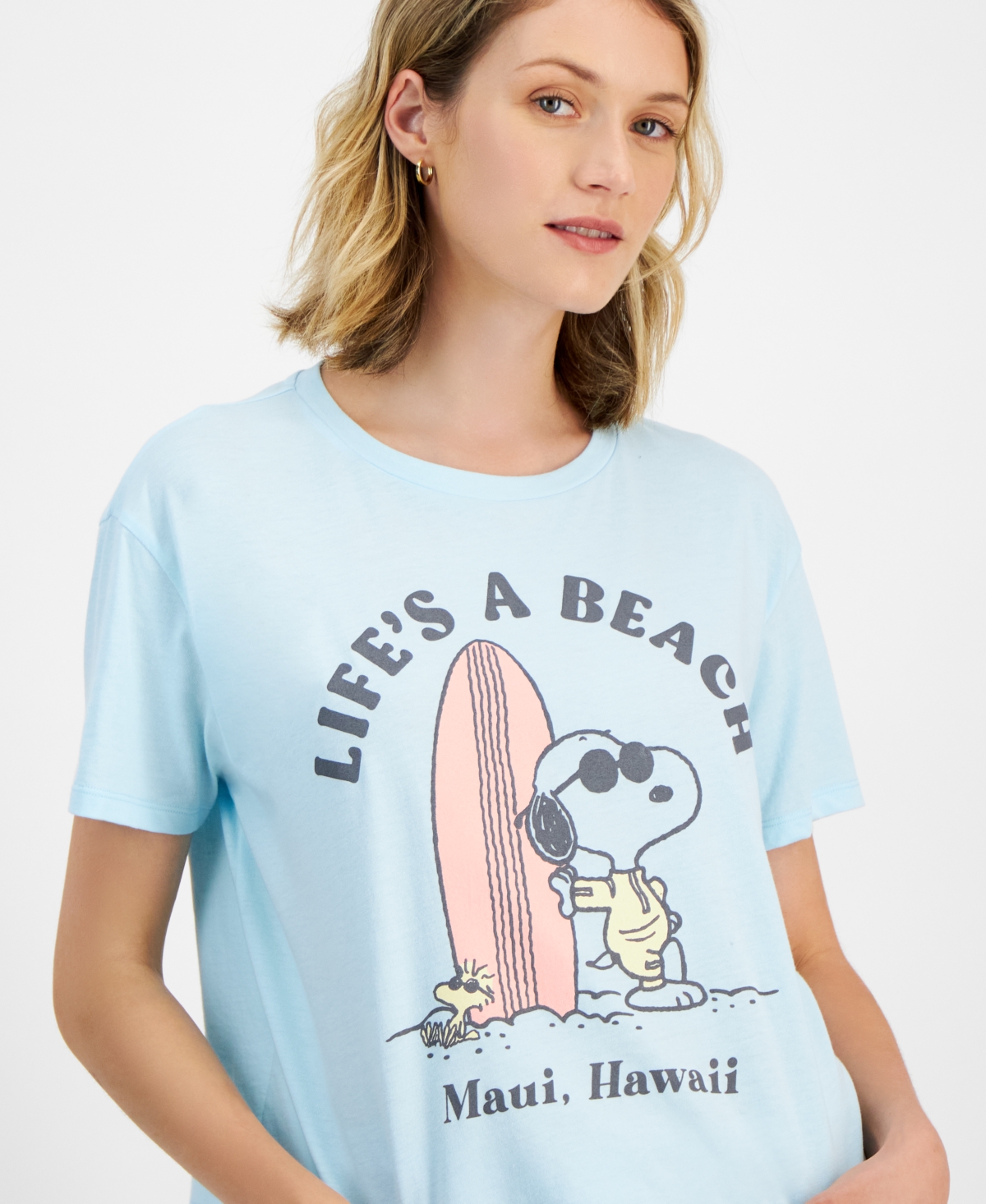 Shop Grayson Threads, The Label Juniors' Snoopy Graphic T-shirt In Blue