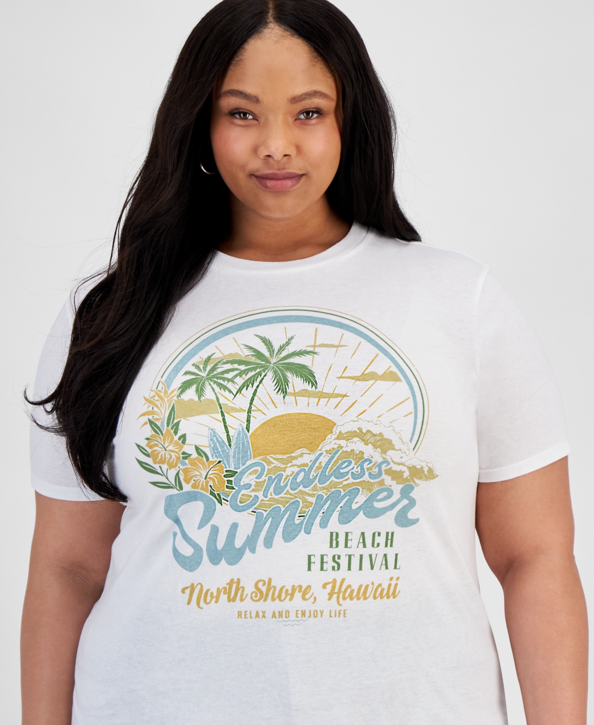 Shop Love Tribe Trendy Plus Size Endless Summer Graphic T-shirt In White